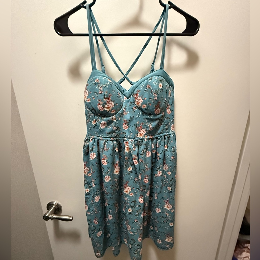 Xhilaration Teal Floral Mini Dress